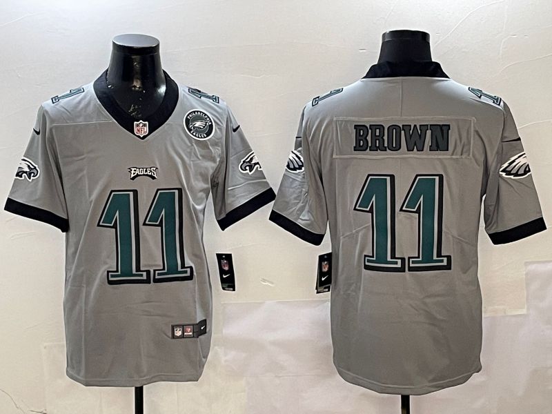 Men Philadelphia Eagles #11 Brown Grey 2025 Nike Vapor Limited NFL Jersey style 2124->philadelphia eagles->NFL Jersey